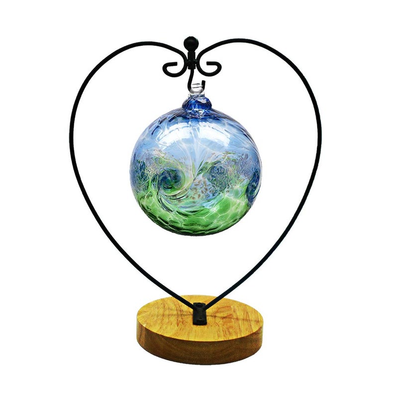 YY YEARCHY Ornament Display Stand Indoor Metal Stand Terrarium Air Plant Stand Flower Pot Holder Iron Pothook Stand for Hanging Glass Globe Ball (Heart round wood) - Image 1